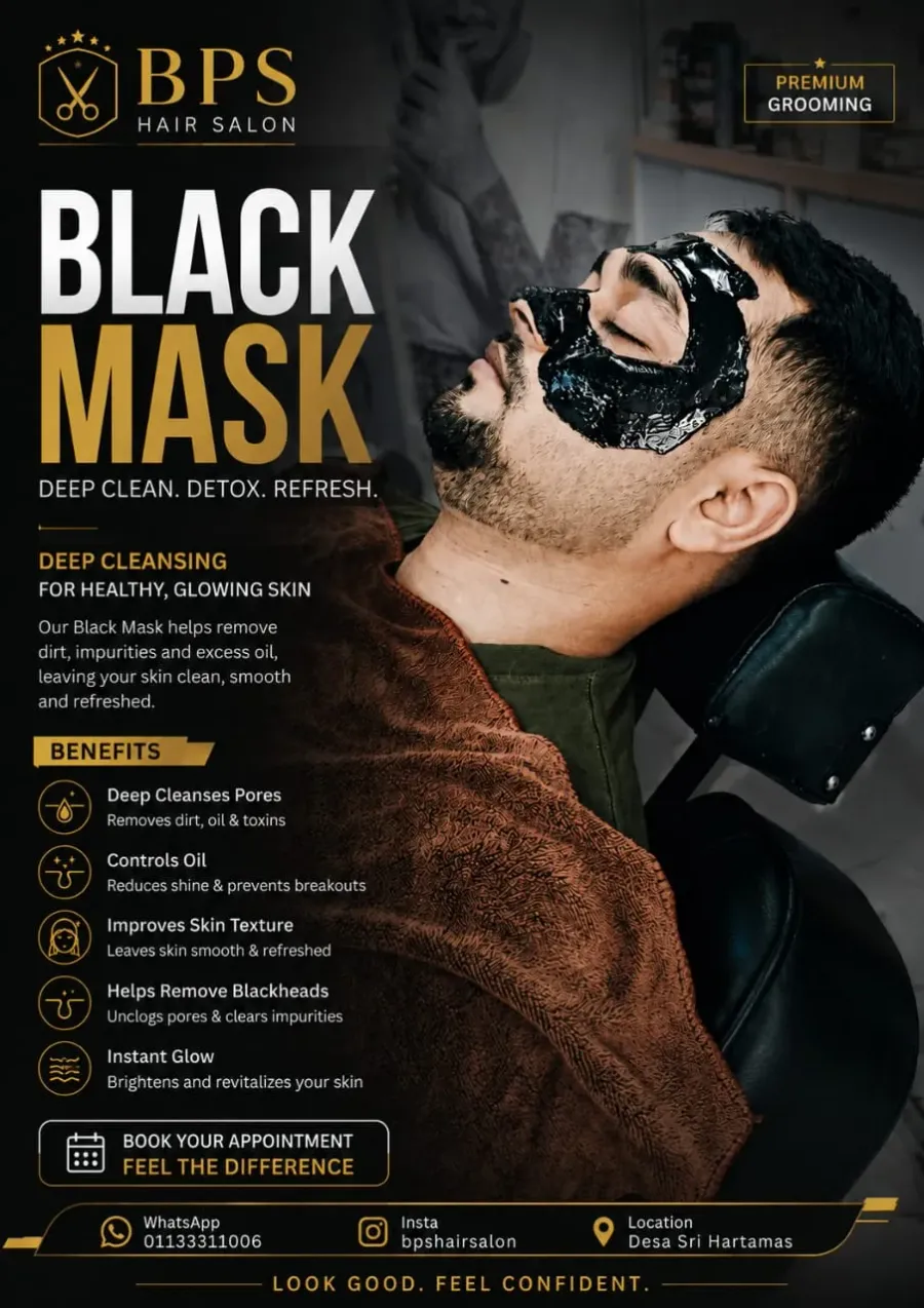 BPS Black Mask facial poster: deep cleansing for healthy, glowing skin