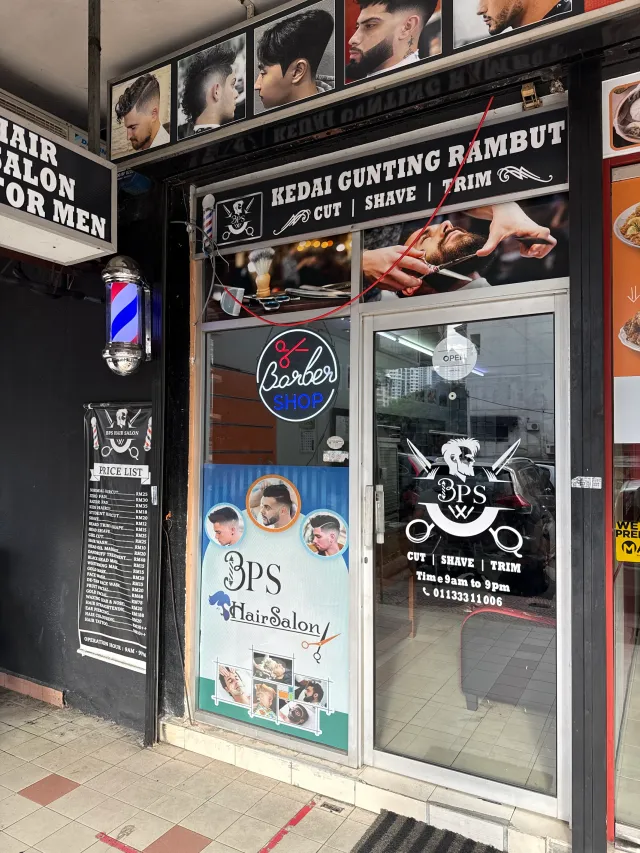 BPS Hair Salon shopfront with its barber pole, in Desa Sri Hartamas